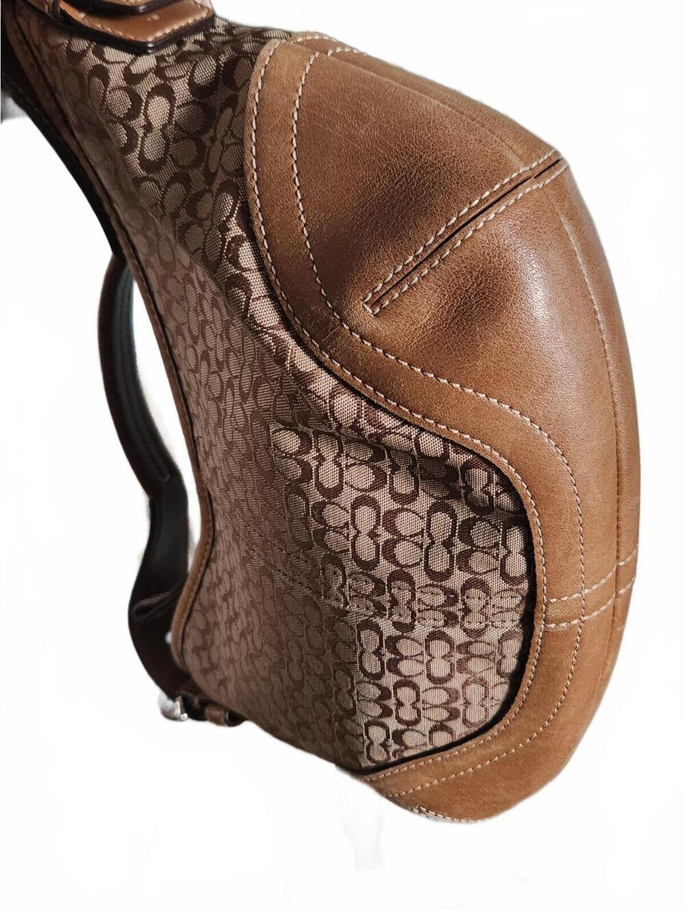 Coach Signature Monogram Shoulder Bag in Brown and Tan - Picture 5 of 5